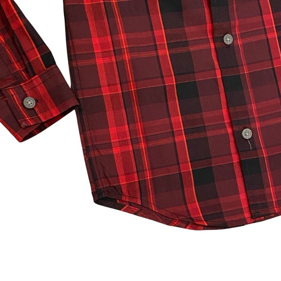 Calvin Klein Jeans Boys Red Black Plaid Button-Up Shirt Size 6 Long Sleeve NWT - Picture 4 of 9